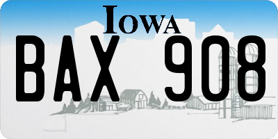 IA license plate BAX908