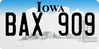 IA license plate BAX909