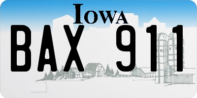 IA license plate BAX911