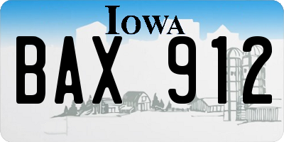 IA license plate BAX912