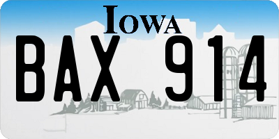 IA license plate BAX914