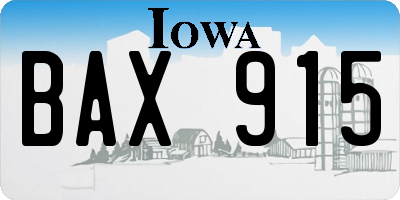 IA license plate BAX915