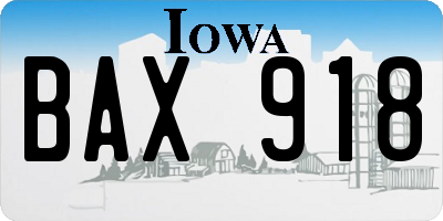 IA license plate BAX918