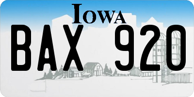 IA license plate BAX920