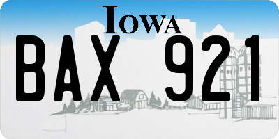 IA license plate BAX921