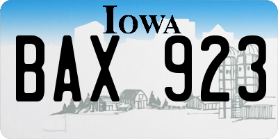 IA license plate BAX923