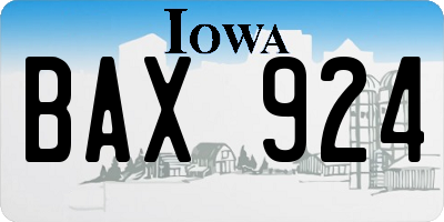 IA license plate BAX924