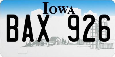 IA license plate BAX926
