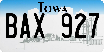 IA license plate BAX927