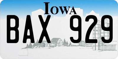 IA license plate BAX929
