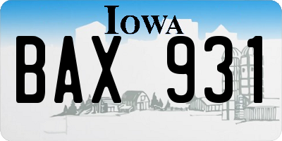 IA license plate BAX931