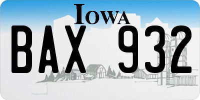 IA license plate BAX932