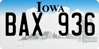 IA license plate BAX936