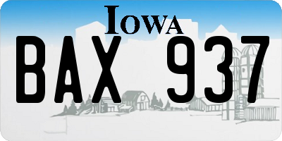 IA license plate BAX937