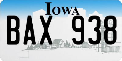 IA license plate BAX938