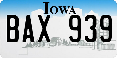 IA license plate BAX939