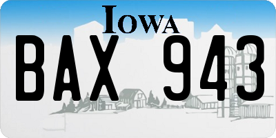 IA license plate BAX943