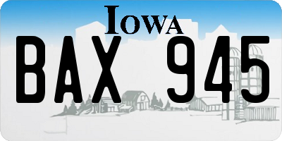 IA license plate BAX945