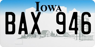 IA license plate BAX946