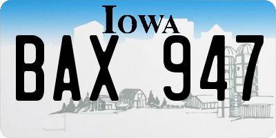 IA license plate BAX947