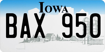 IA license plate BAX950