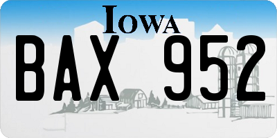 IA license plate BAX952