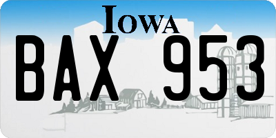 IA license plate BAX953