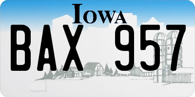 IA license plate BAX957