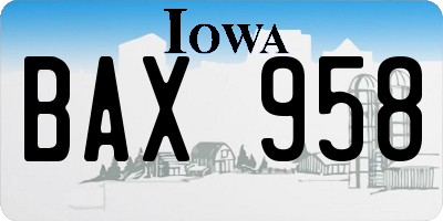 IA license plate BAX958