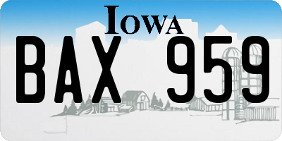 IA license plate BAX959