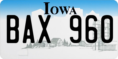 IA license plate BAX960