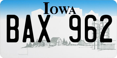 IA license plate BAX962