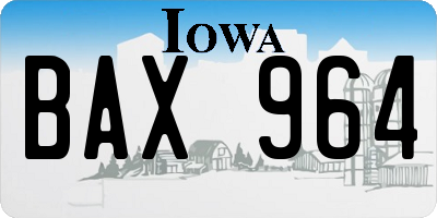 IA license plate BAX964