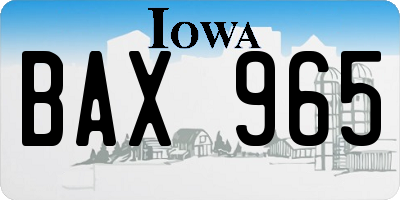 IA license plate BAX965