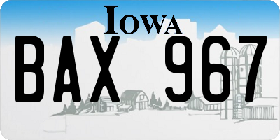 IA license plate BAX967