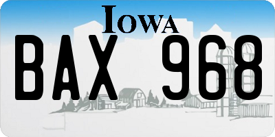 IA license plate BAX968