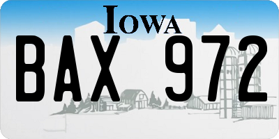 IA license plate BAX972