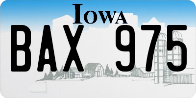 IA license plate BAX975