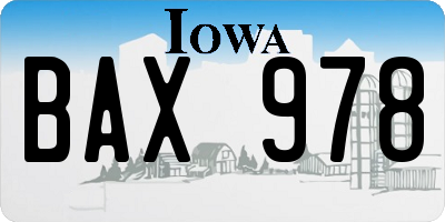 IA license plate BAX978