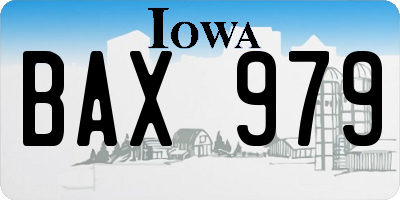 IA license plate BAX979