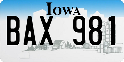 IA license plate BAX981