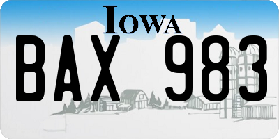 IA license plate BAX983