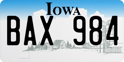 IA license plate BAX984
