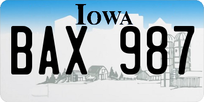 IA license plate BAX987