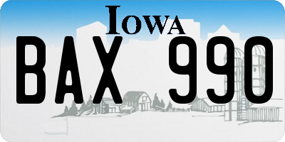 IA license plate BAX990
