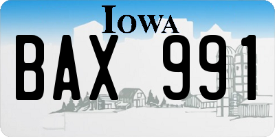 IA license plate BAX991