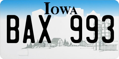 IA license plate BAX993