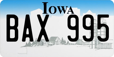 IA license plate BAX995