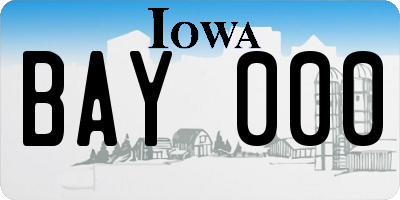 IA license plate BAY000