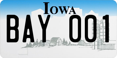IA license plate BAY001